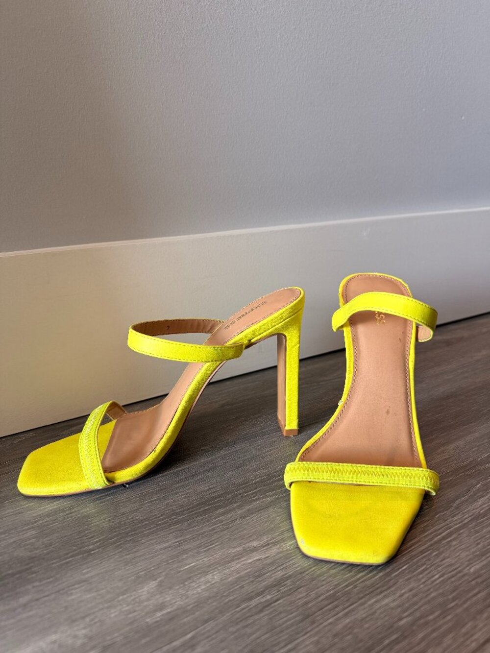Express Strappy Heels, Vibrant Yellow
